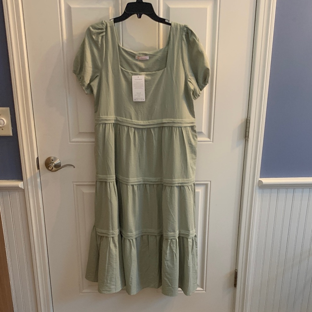 Elegant Sage Green Casual Dress
